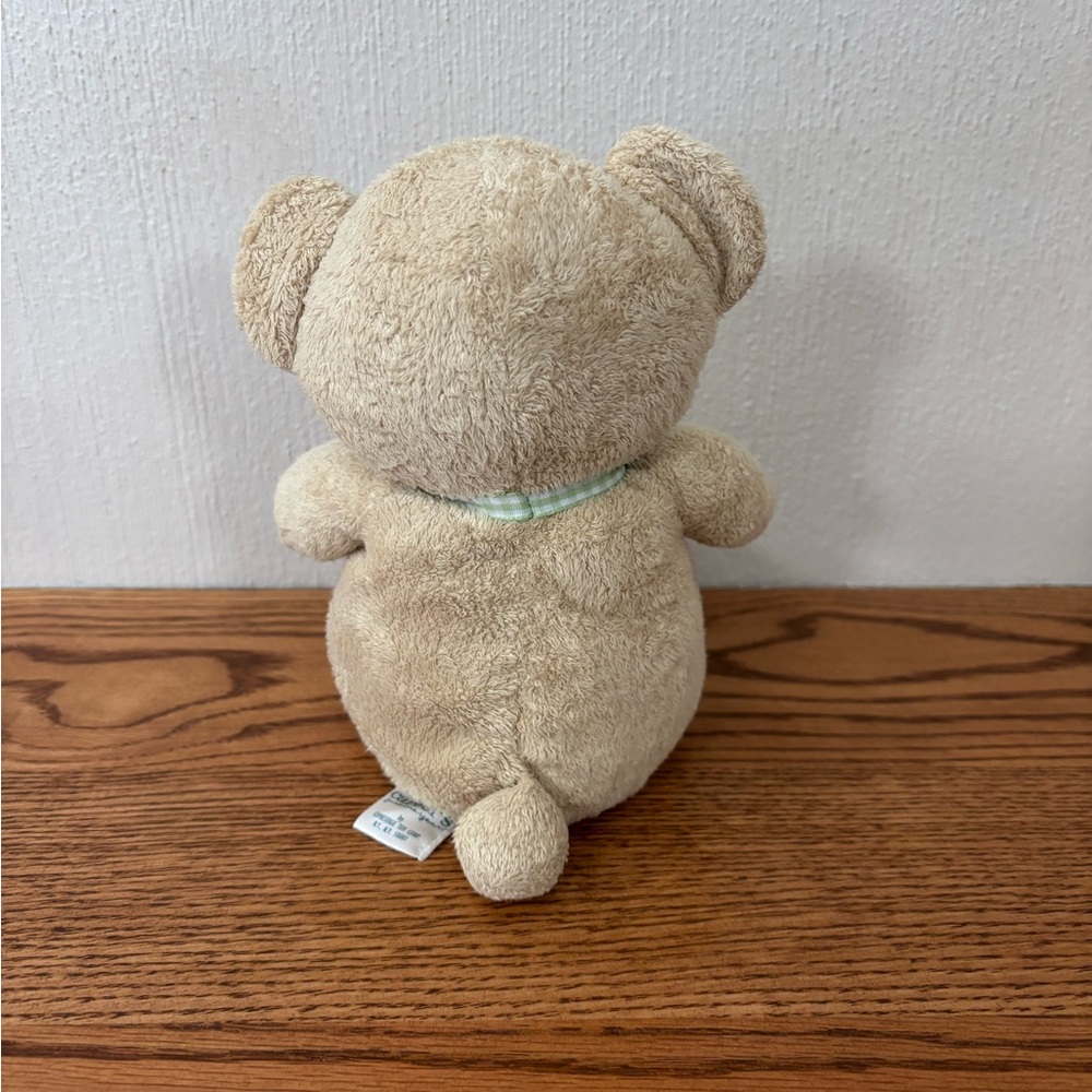 Vintage CARTERS Just One Year Plush Bear Green Bow Logo Prestige Toys Rattle - Picture 3 of 8